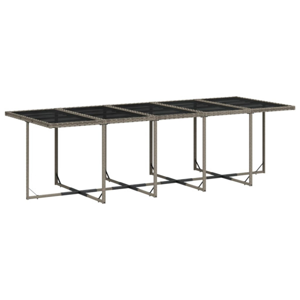Set comedor de jardín con cojines 15 pzas ratán sintético gris M 3