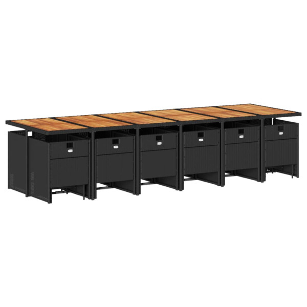 Set de muebles jardín 17 pzas con cojines ratán sintético negro M 3