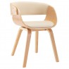 Silla de comedor madera curvada y cuero sintético crema 2