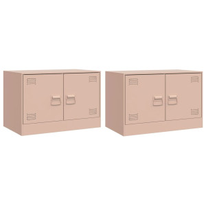 Muebles para TV 2 unidades acero rosa 67x39x44 cm H