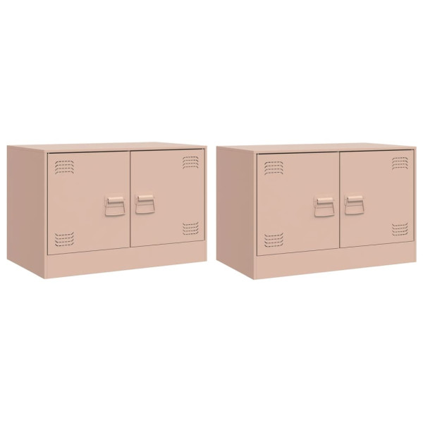 Muebles para TV 2 unidades acero rosa 67x39x44 cm M 2