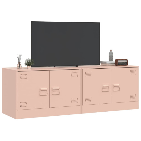 Muebles para TV 2 unidades acero rosa 67x39x44 cm M 4