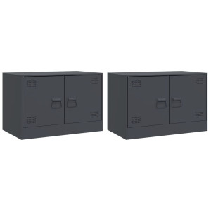 Móveis de TV 2 pcs 67x39x44 cm aço antracite H