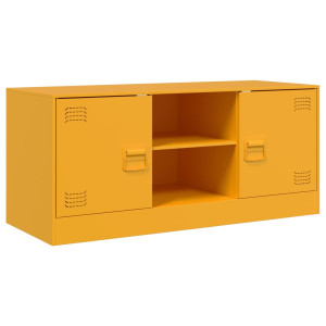 Mueble para TV de acero amarillo mostaza 99x39x44 cm H