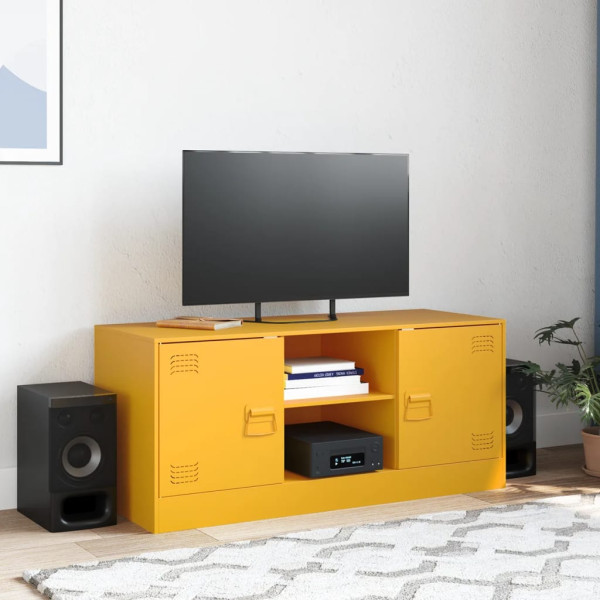 Mueble para TV de acero amarillo mostaza 99x39x44 cm M 3
