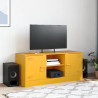 Mueble para TV de acero amarillo mostaza 99x39x44 cm 3