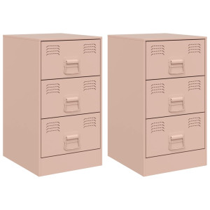 Mesitas de noche 2 unidades acero rosa 34.5x39x62 cm H