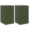 Mesas de cabeceira 2 pcs 34.5x39x62 cm aço verde azeitona 2