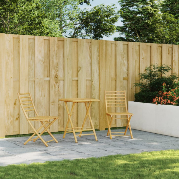 Juego de mesa y sillas de jardín 3 piezas bambú M 3