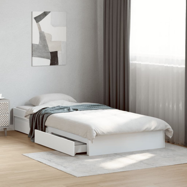 Cama con cajones madera de ingeniería blanca 90x190 cm M 3