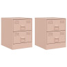 Mesas de cabeceira 2 pcs 34.5x39x44 cm aço rosa 2