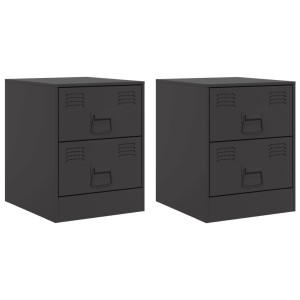 Mesas de cabeceira 2 pcs 34.5x39x44 cm aço preto H