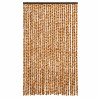 Cortina antimoscas chenilla ocre y blanco 118x220 cm 3