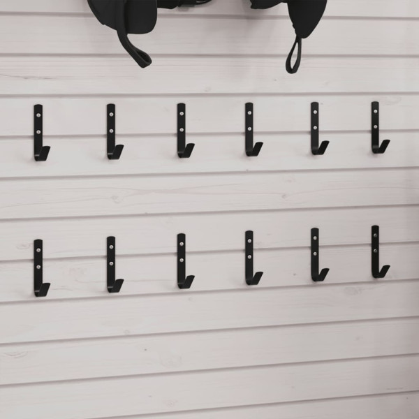 Ganchos de pared en fomra de J 12 unidades acero negro D