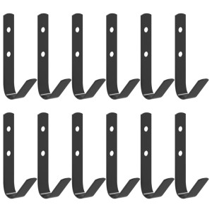 Ganchos de parede formato de J 12 pcs aço preto H