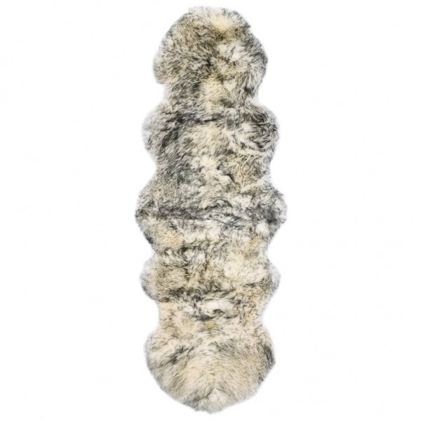Alfombra de piel de oveja mezcla de gris oscuro 60x180 cm D