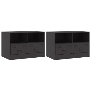 Muebles para TV 2 unidades acero negro 67x39x44 cm H