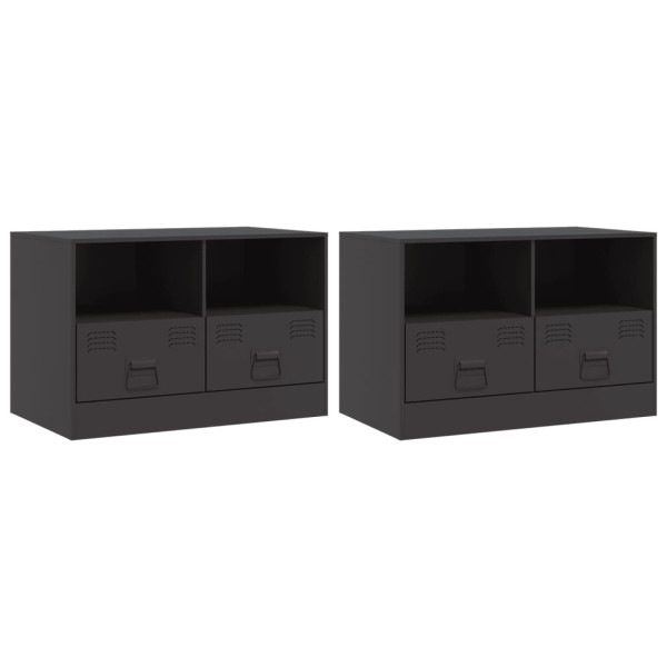 Muebles para TV 2 unidades acero negro 67x39x44 cm M 2