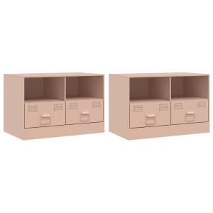 Muebles para TV 2 unidades acero rosa 67x39x44 cm H
