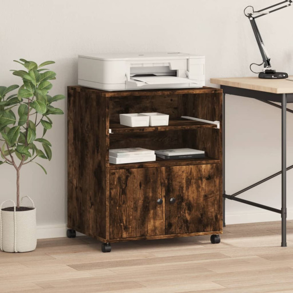 Soporte para impresora con ruedas roble ahumado 60x48x74 cm M 3