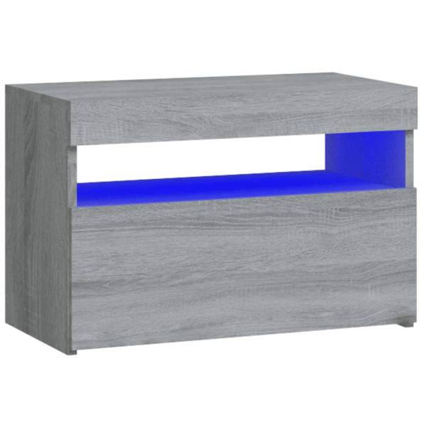 Mesa de cabeceira c/ LEDs 60x35x40 cm cinzento sonoma M 2