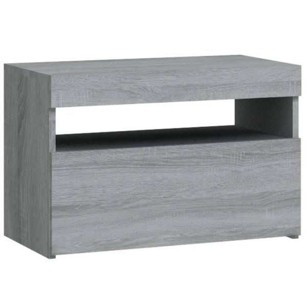 Mesa de cabeceira c/ LEDs 60x35x40 cm cinzento sonoma M 3