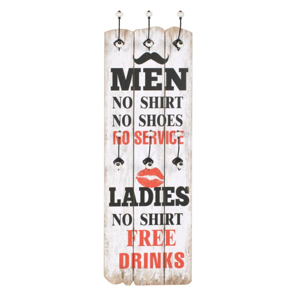 Bengaleiro de parede com 6 ganchos 120x40 cm MEN LADIES M 2