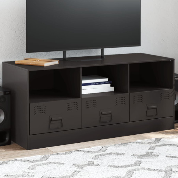 Mueble para TV de acero negro 99x39x44 cm D