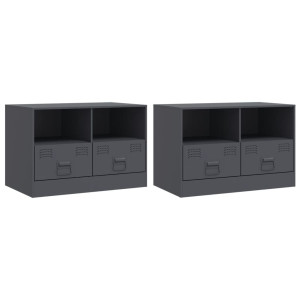 Muebles para TV 2 unidades acero gris antracita 67x39x44 cm H