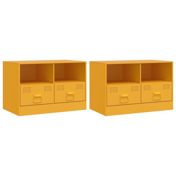 Móveis de TV 2 pcs 67x39x44 cm aço amarelo mostarda M 2