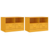 Muebles para TV 2 unidades acero amarillo mostaza 67x39x44 cm 2