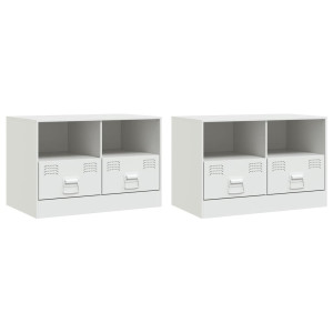 Muebles para TV 2 unidades acero blanco 67x39x44 cm H