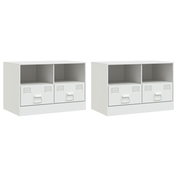 Muebles para TV 2 unidades acero blanco 67x39x44 cm M 2
