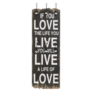 Perchero de pared LOVE LIFE con 6 ganchos 120x40 cm H
