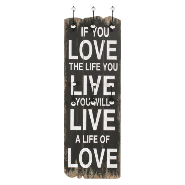 Perchero de pared LOVE LIFE con 6 ganchos 120x40 cm M 2