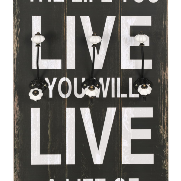Perchero de pared LOVE LIFE con 6 ganchos 120x40 cm M 4