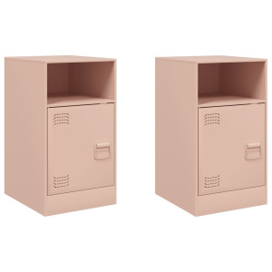 Mesas de cabeceira 2 pcs 34.5x39x62 cm aço rosa H