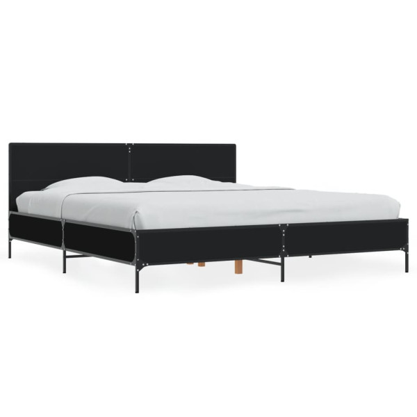 Estructura de cama madera de ingeniería y metal negro 200x200cm D