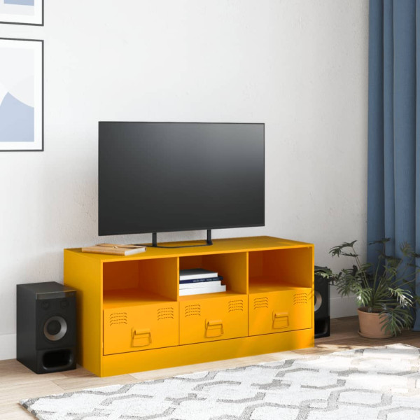 Mueble para TV de acero amarillo mostaza 99x39x44 cm M 3