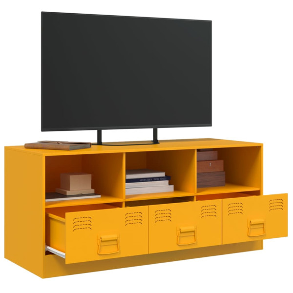 Mueble para TV de acero amarillo mostaza 99x39x44 cm M 5
