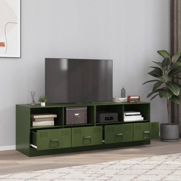 Muebles para TV 2 unidades acero verde oliva 67x39x44 cm D