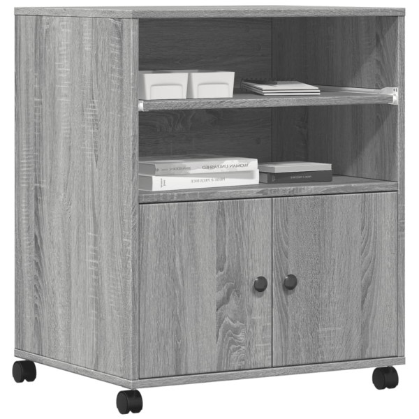 Suporte para impressora com rodas 60x48x74 cm cinzento sonoma M 4