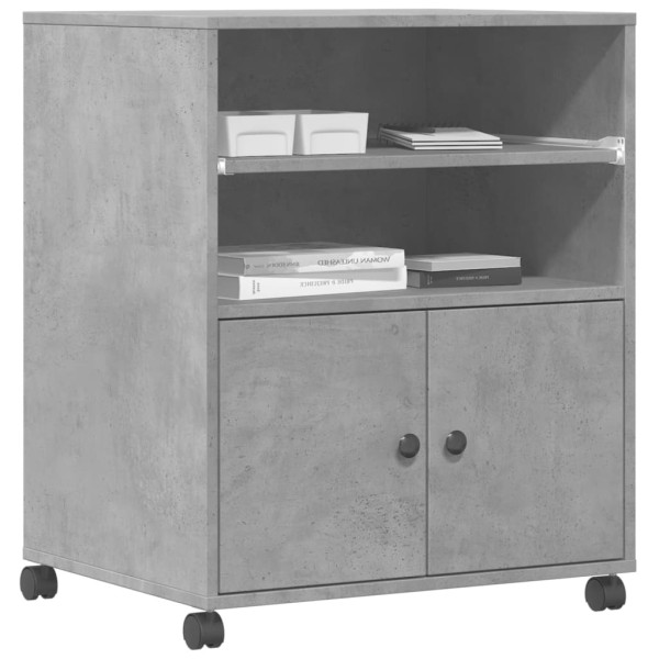 Suporte para impressora com rodas 60x48x74 cm cinzento cimento M 4