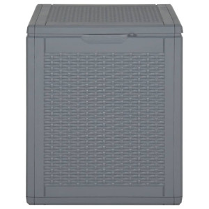 Caja de almacenaje para jardín PP aspecto de ratán gris 90 L H