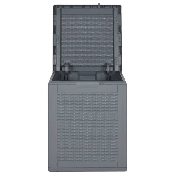 Caja de almacenaje para jardín PP aspecto de ratán gris 90 L M 4