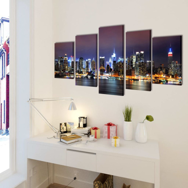 Set decorativo de lienzos para pared Nueva York noche 200 x 100 cm M 2