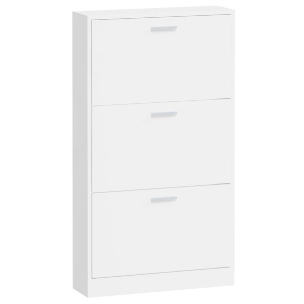 Mueble zapatero madera contrachapada blanco brillo 59x17x108 cm M 5