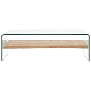 Mesa de centro de vidrio templado transparente 98x45x31 cm H