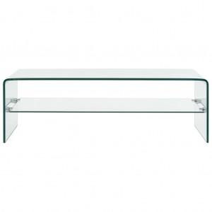 Mesa de centro de vidrio templado transparente 98x45x31 cm H