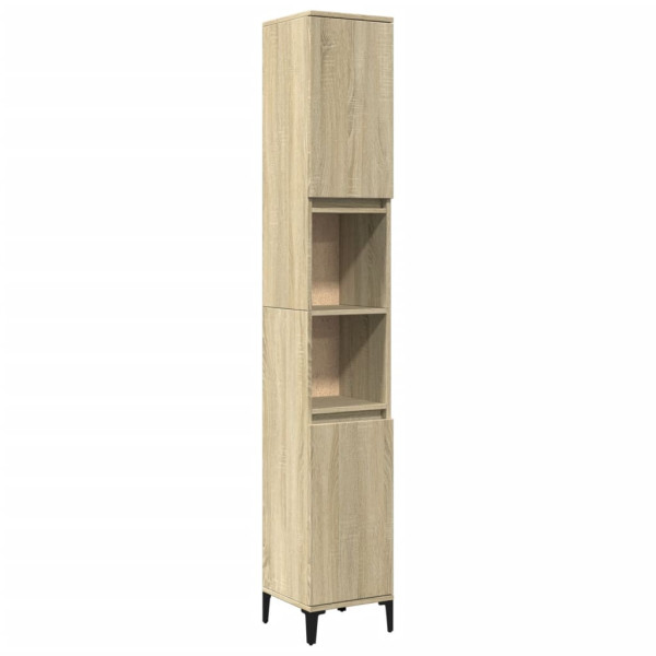 Armario de baño madera contrachapada roble Sonoma 30x30x190 cm M 2